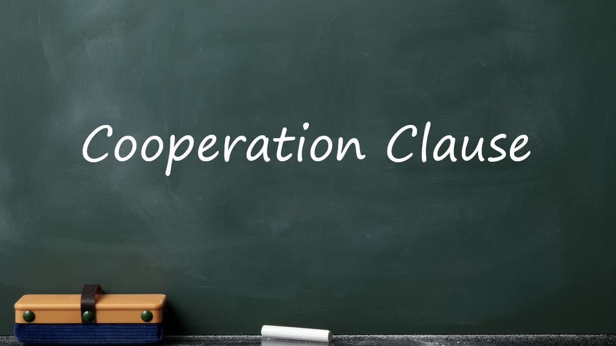 Blackboard with Cooperation Clause written on it